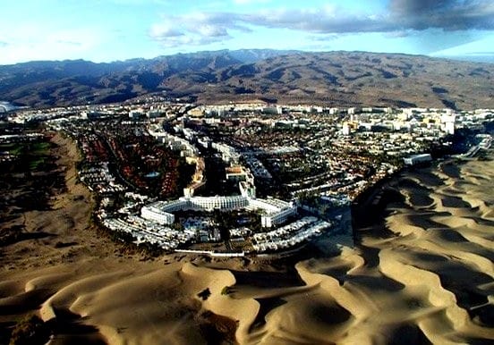 Helicopter view of Gran Canaria sand dunes