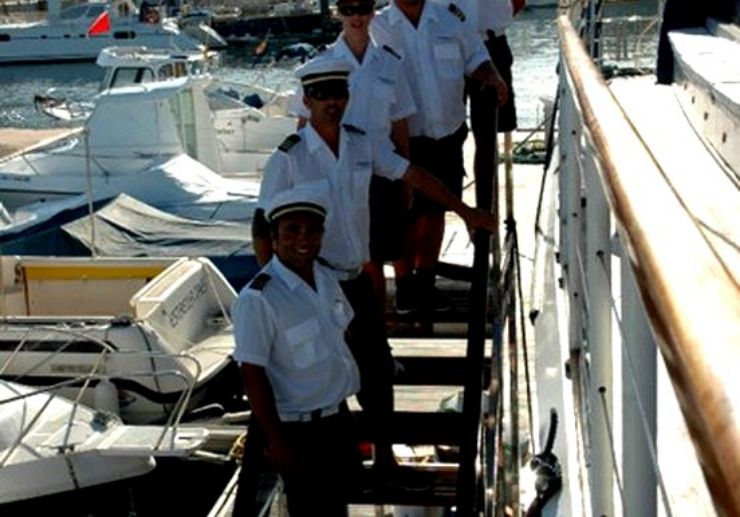 The sailing crew of Freebird catamaran