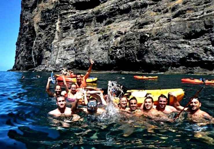 Swim and snorkel kayaking in Los Gigantes