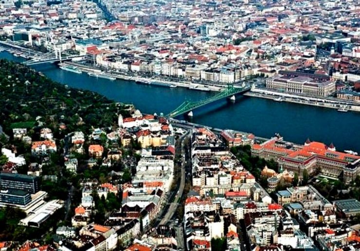 Budapest chain bridge from above