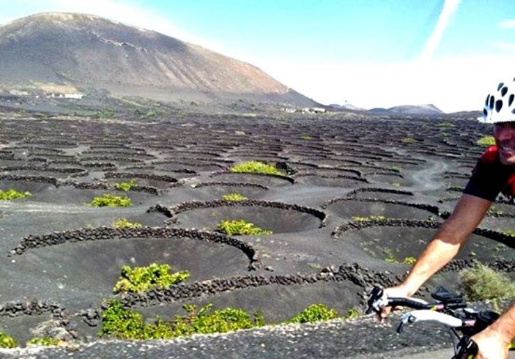 See Lanzarote volcanic landscapes while on road bike tour