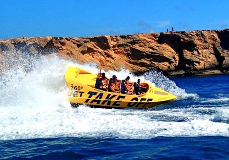Sunset Jet boat 360° adventure in Ibiza coast