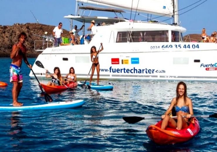 Enjoy water activities while sailing catamaran