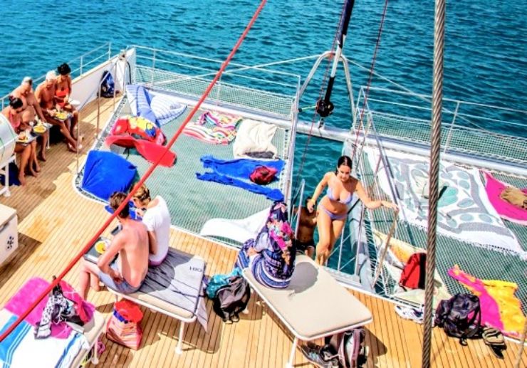 Relaxing on I love Graciosa catamaran