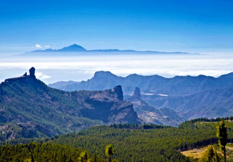 Roque Nublo Gran Canaria with Teide as backdrop