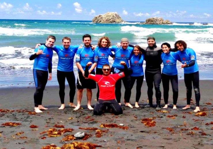 Surf instructor and his group Tenerife